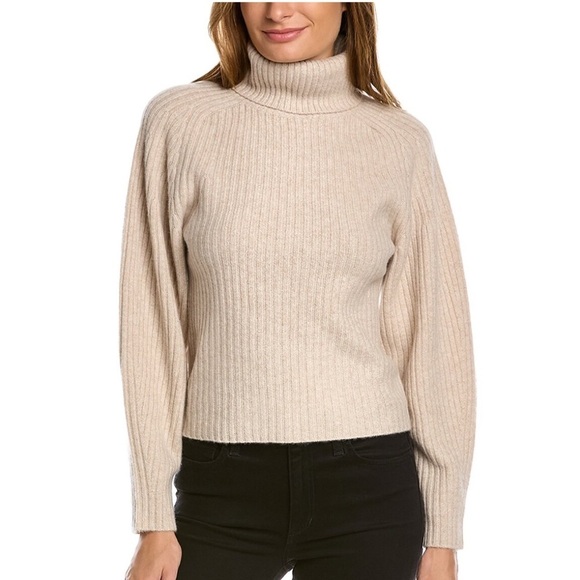 Vince Sweaters - Vince Open Back Turtleneck 100% Cashmere Sweater in Tan Women’s Size Small NWOT